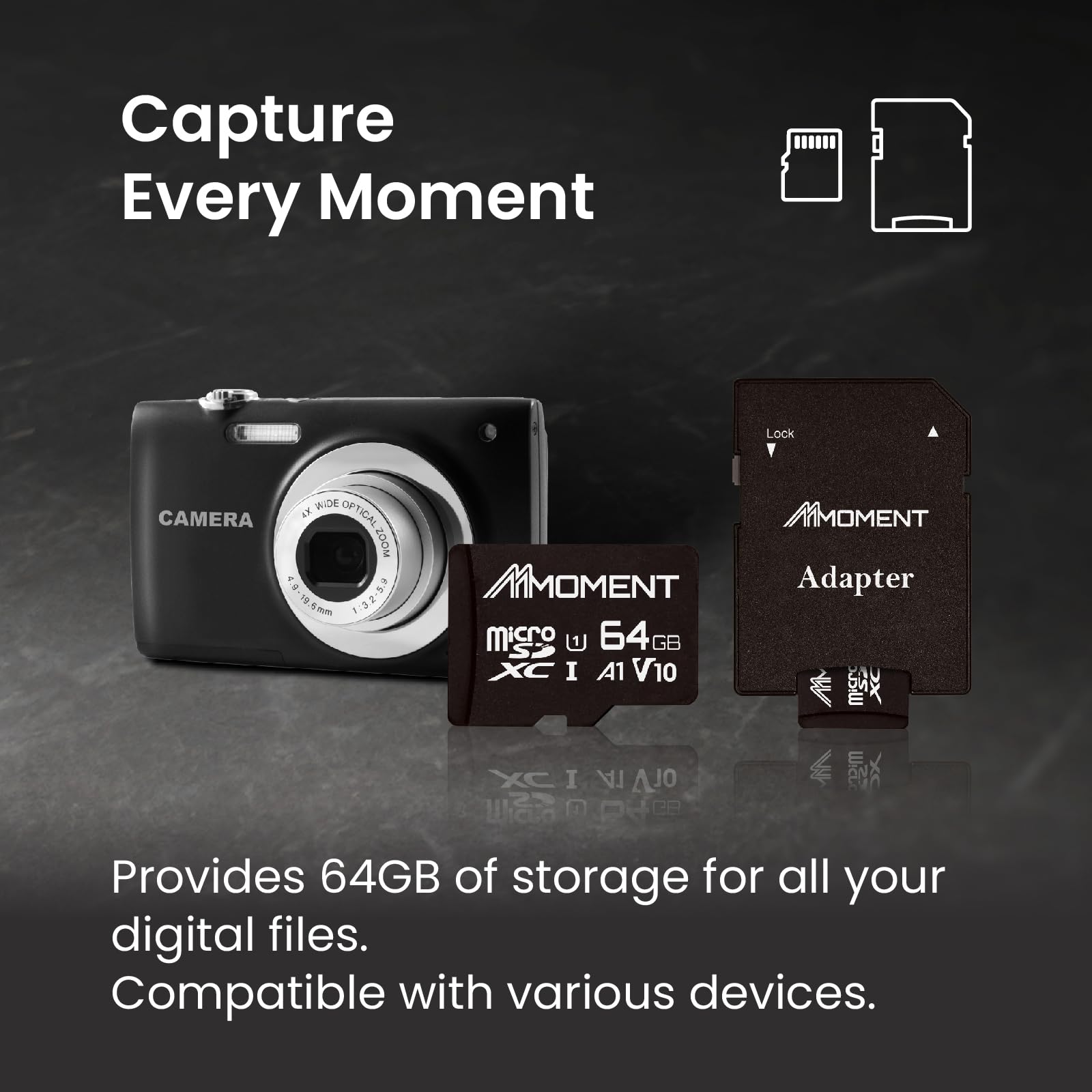 Mmoment 64Gb (2 Pack) Micro Sdhc Card, A1, Uhs I, U1, V10, Class 10 Compatible, Read Speed Up To 95 Mb/S, Sd Adapter Included