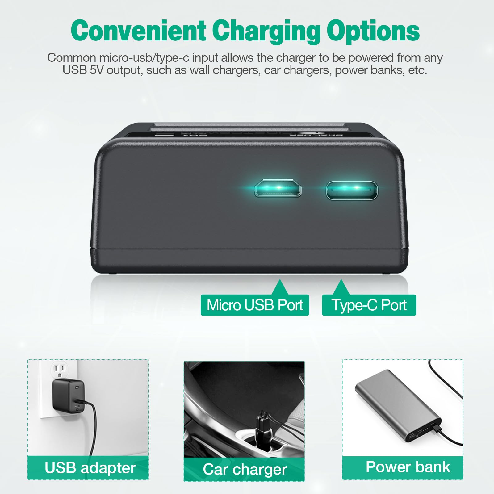 FirstPower EN-EL15 Batteries 2-Pack & USB Dual Charger for Nikon Z6 Z7 D750 D850 - Black