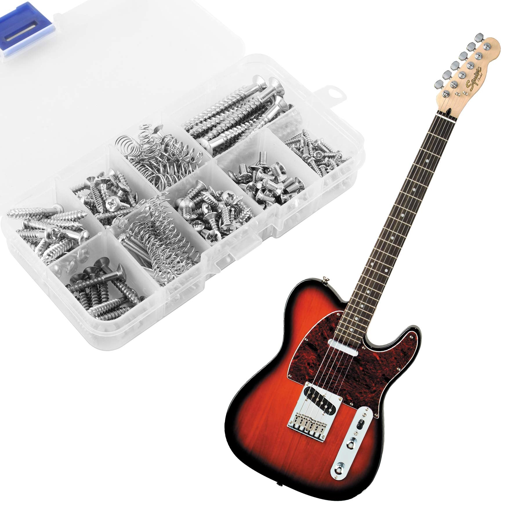 N C Electric Guitar Screw Kit, 226 Pieces(9 Types) With Springs For Electric Guitar Bridge, Pickup, Pickguard, Tuner, Switch, Ne