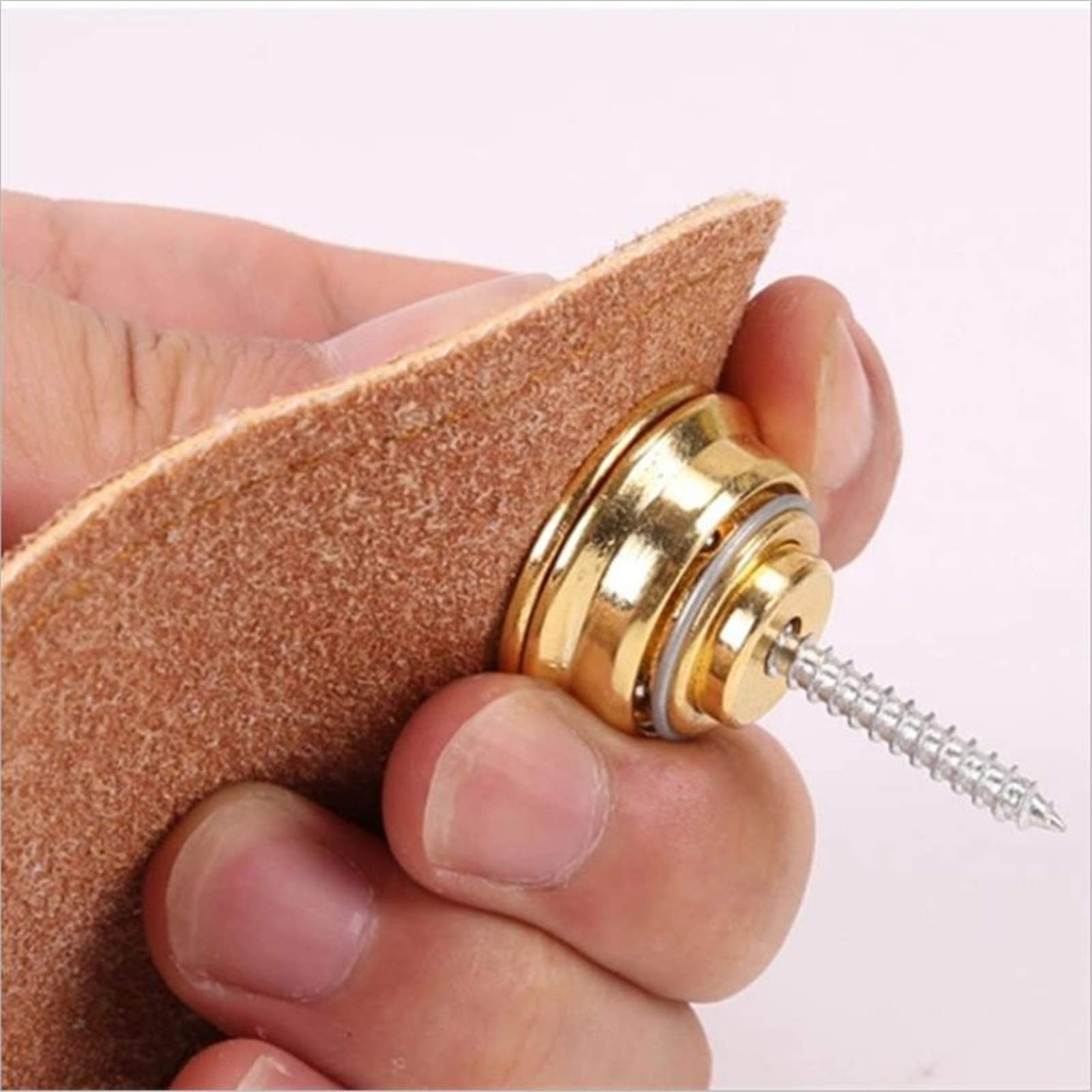 Miwayer Guitar Strap Locks Flat Round Head Heavy Duty Metal Button Security Straplock, Dual Design Strap Retainer System 4Pcs Wi