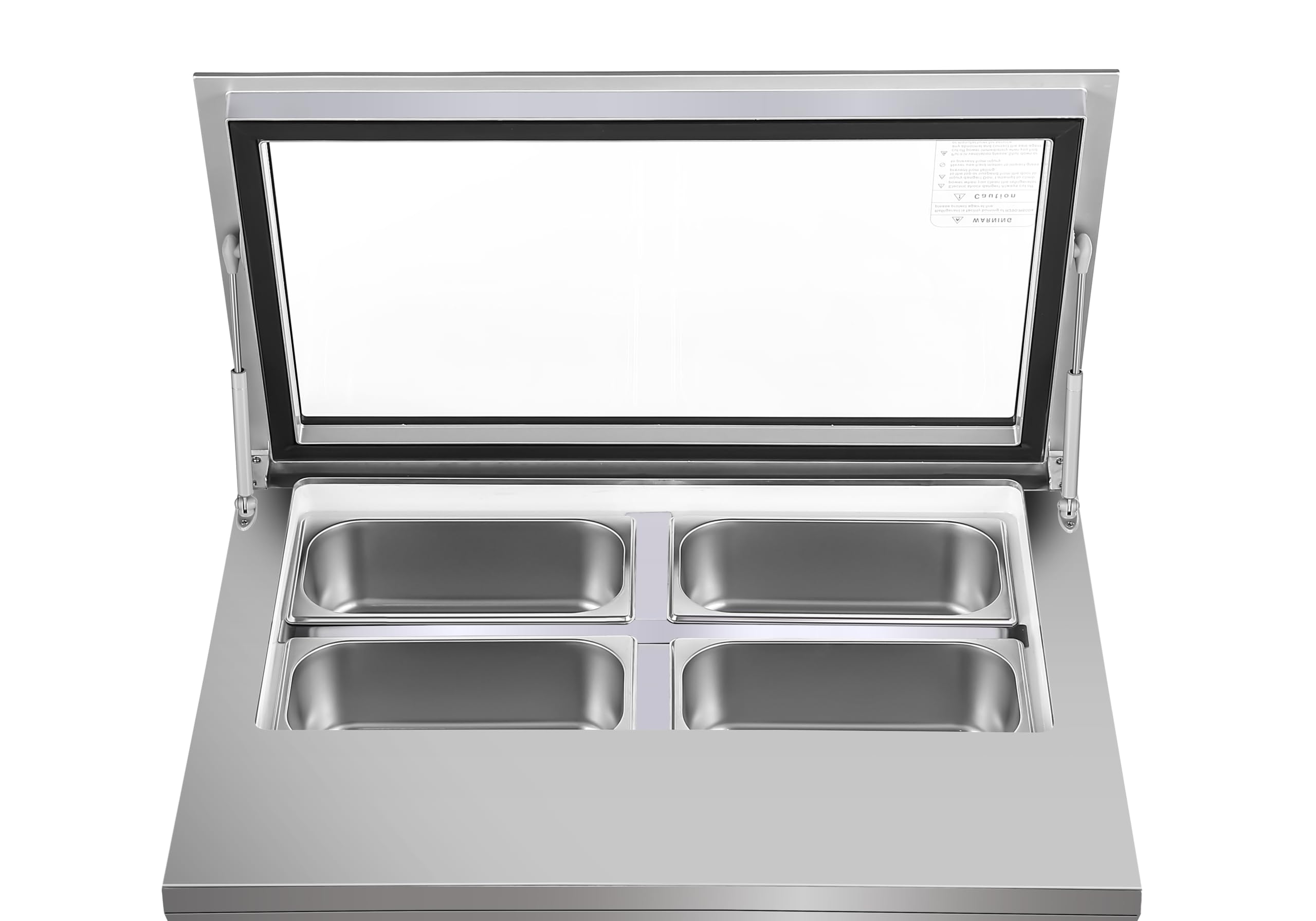 Koolmore Amz1-Gcdf-4P 31 In. Countertop Ice Cream Display Case With 4 Pans And Glass Sneeze Guard In Stainless-Steel