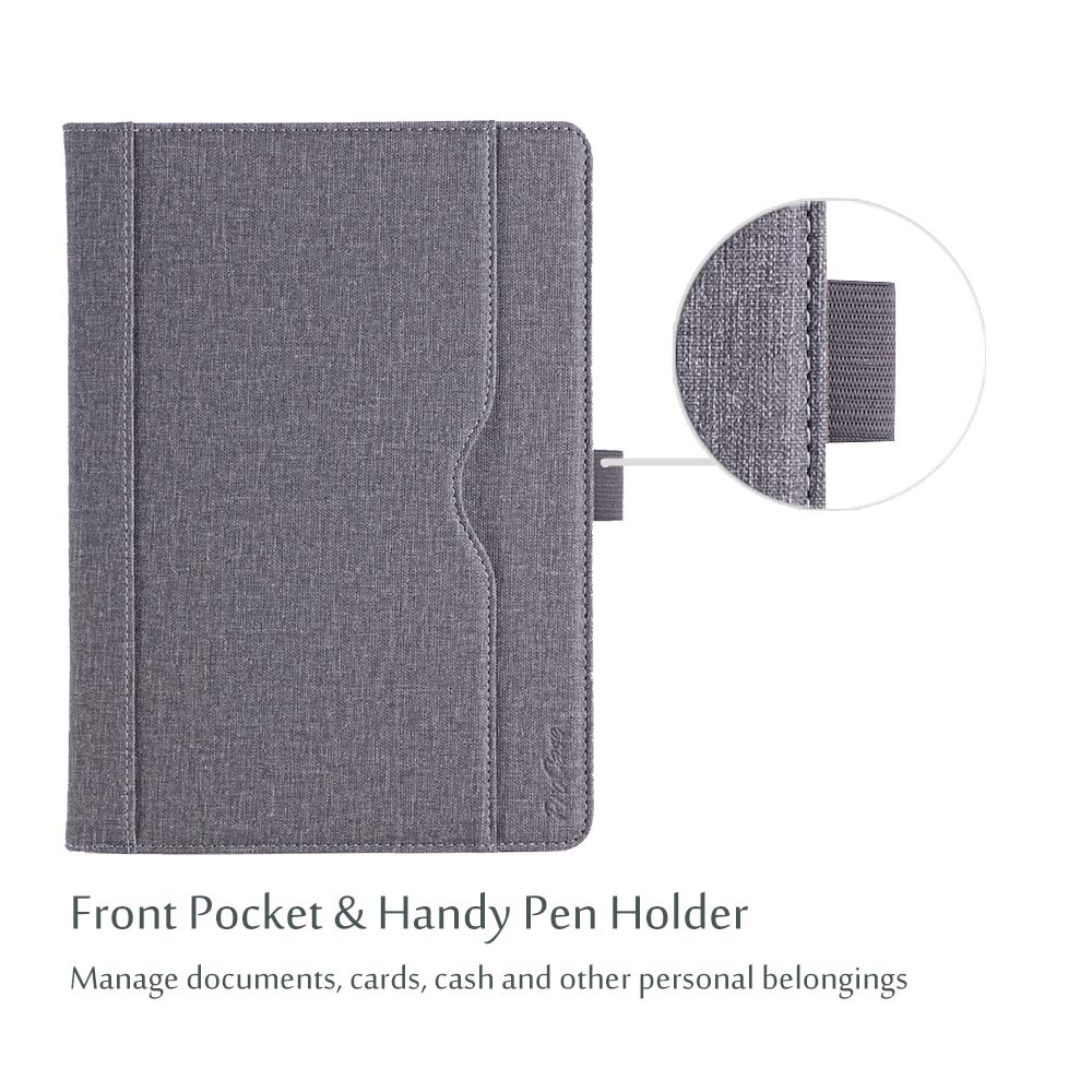Procase For Ipad 9.7 Inch Ipad 6Th/5Th Generation Case 2018 2017/Ipad Air 2/Air 1 Case, Premium Leather Folio Corner Protection Multi Angle Viewing Stand Cover With Front Pocket Pen Loop  Grey