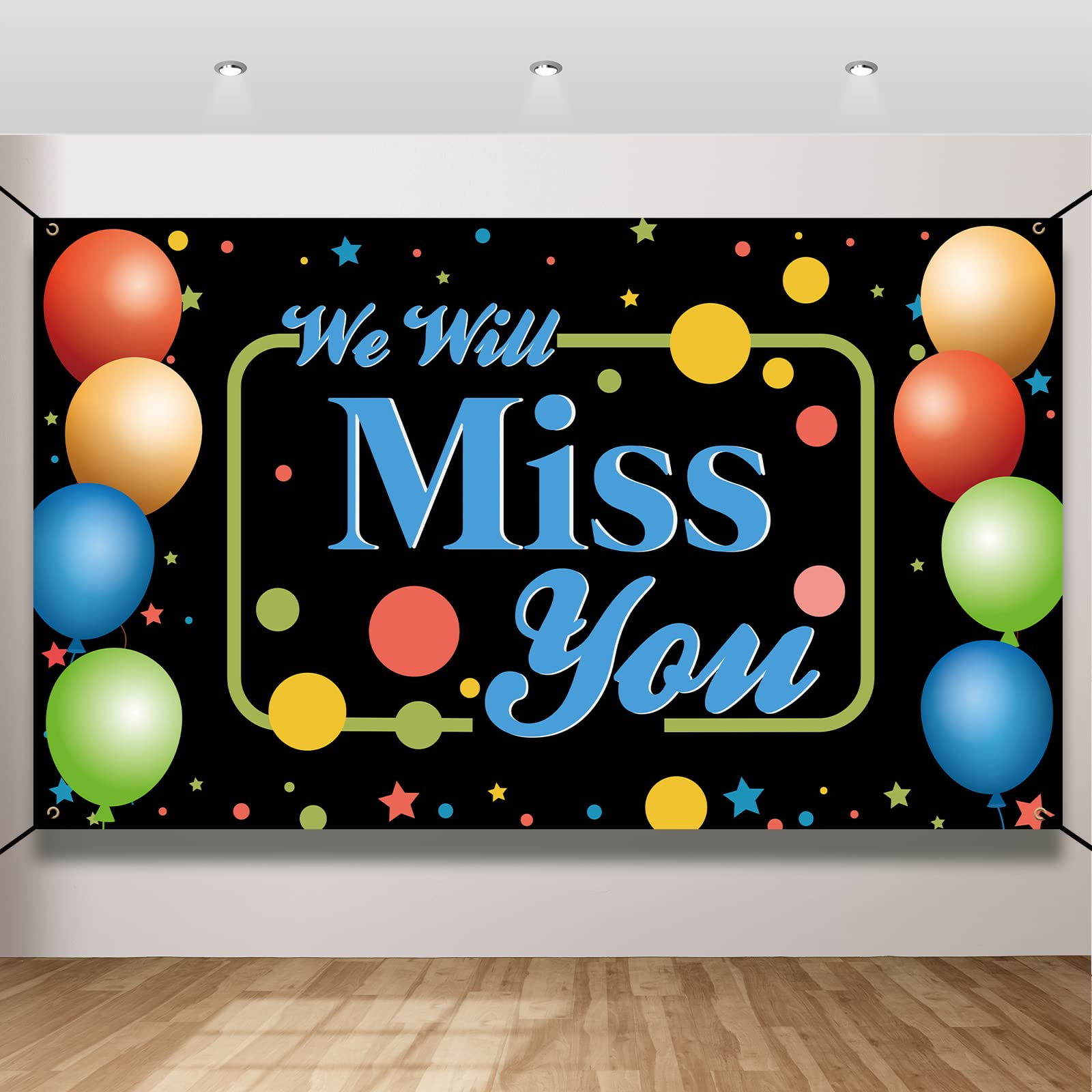 Htdzzi We Will Miss You Party Decorations, Going Away Party Backdrop Banner Background Photo Booth Props For Farewell Graduation