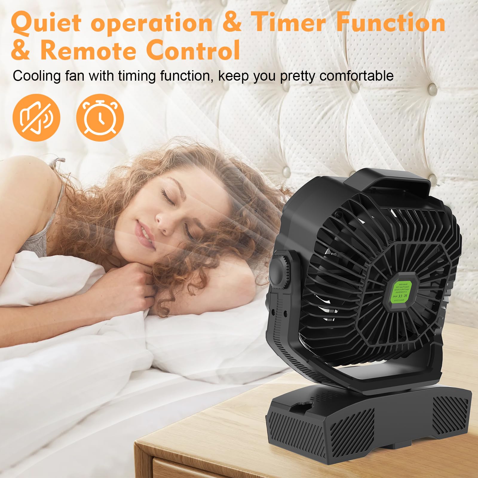 Runtop 20000Mah Camping Fan, Oscillating High Speed Rechargeable Battery Operated Fan W/Rgb Light,Remote,Hanging Hook, Outdoor P