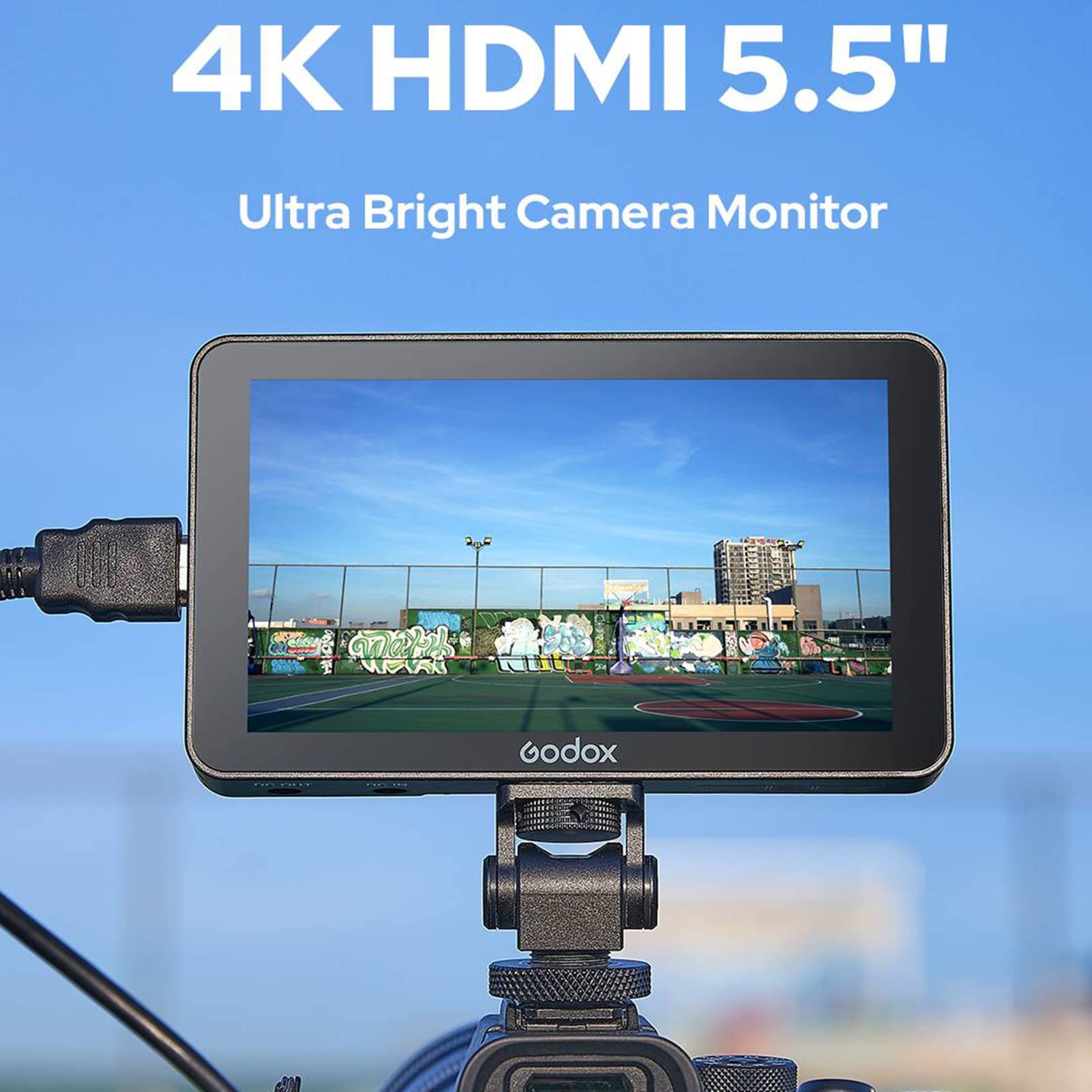 Godox Gm6S 5.5Inch 4K Camera Monitor 1200Nit Ultra-Bright Video Monitor For Dslr Camera 1920 * 1080 Ips Screen Touch Control Hdm