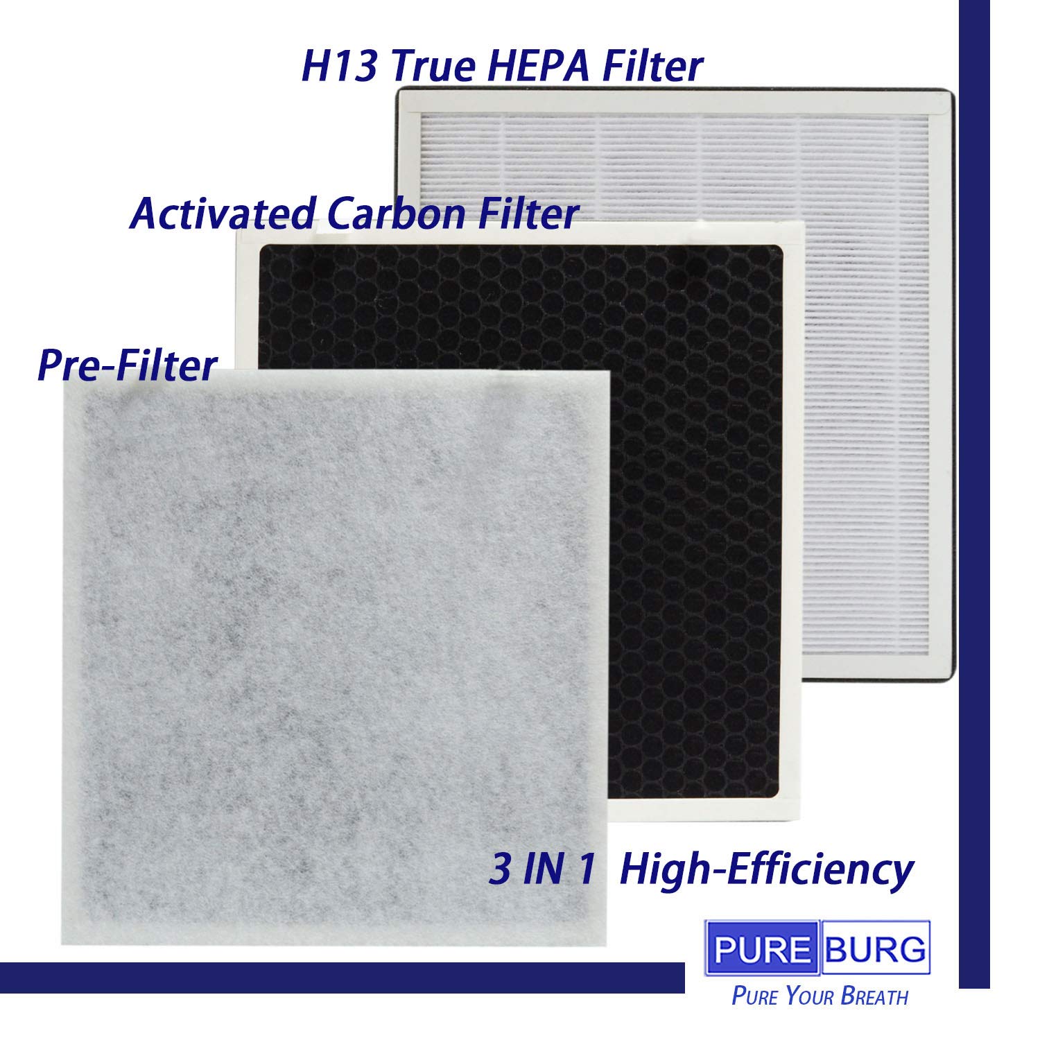 Pureburg Vital 100 True Hepa Replacement Filter Compatible With Levoit Vital 100 Air Purifier Vital 100 Rf, H13 4 Stage Filtrati