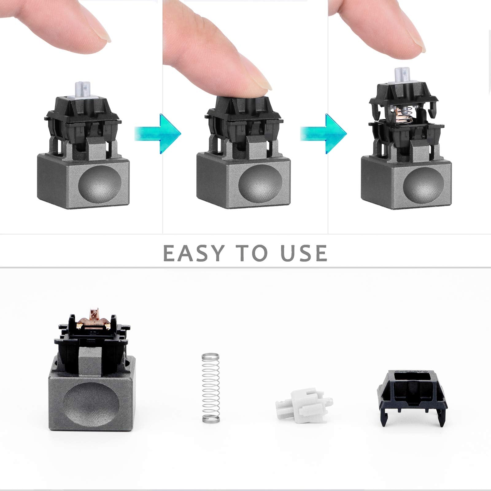 Aluminum Alloy Switch Opener With Keycap Puller For Cherry Mx Switches   Grey