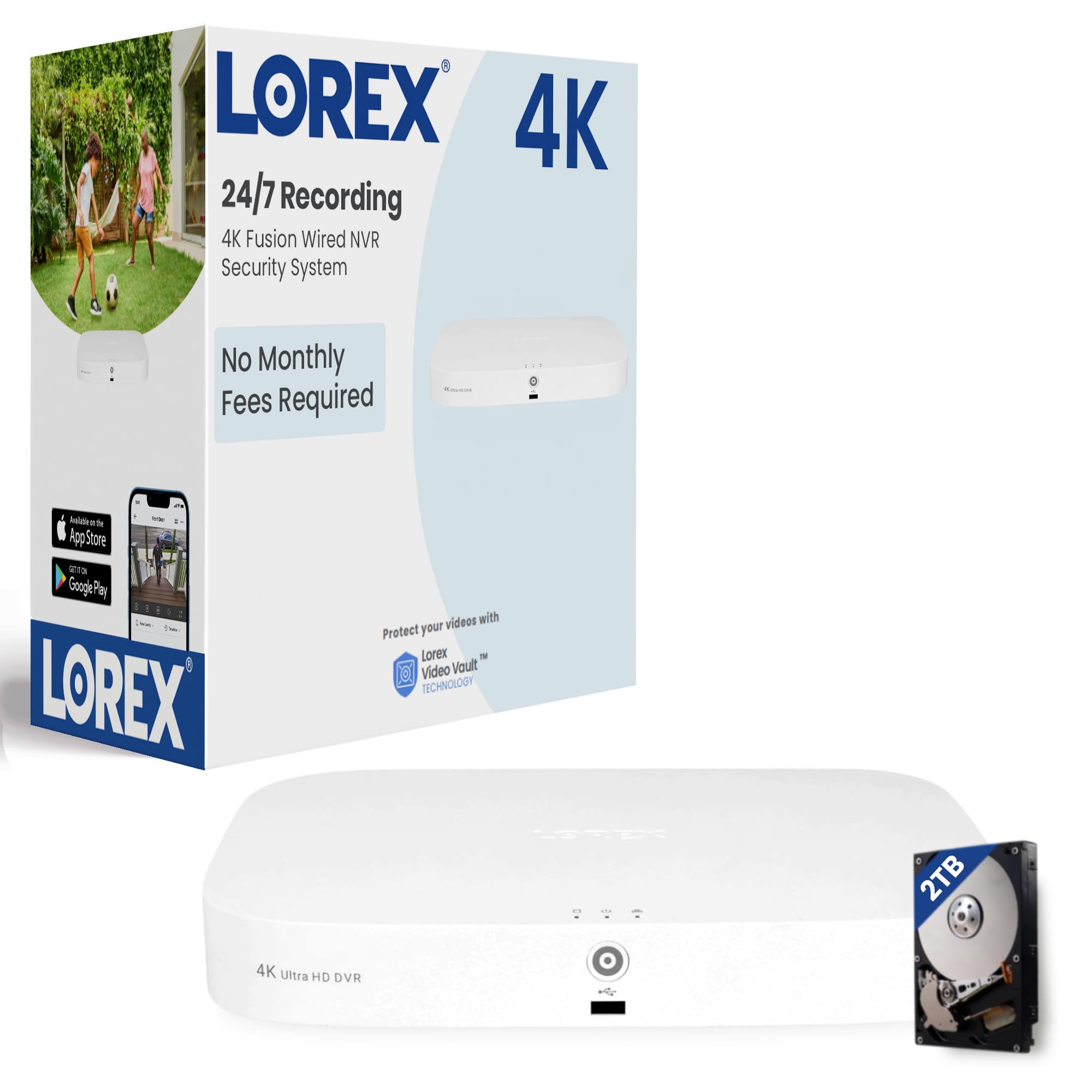 Lorex 4K 16 Channel (8 Wired And 8 Fusion) Fusion Security Camera 2Tb Nvr Ip Recorder (Recorder Only N847, Cameras Not Included)   Wired + Wifi Connectivity, Remote Viewing, Local Storage & No Fees