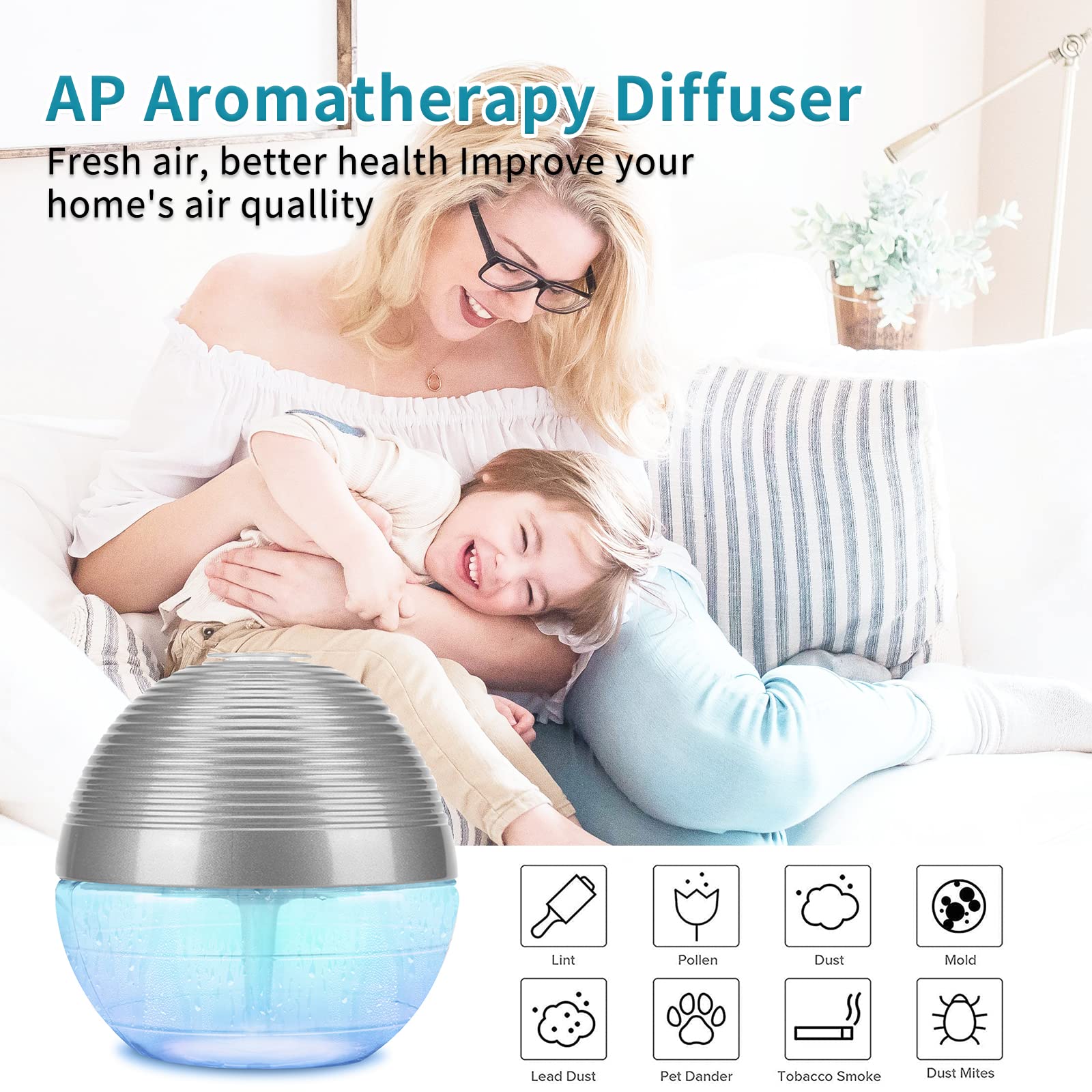 Ap Airpleasure Water Based Purifier Air Washer, Air Revitalizer & Freshener, Air Fresher With 6 Colorful Lights For Rooms (Silve