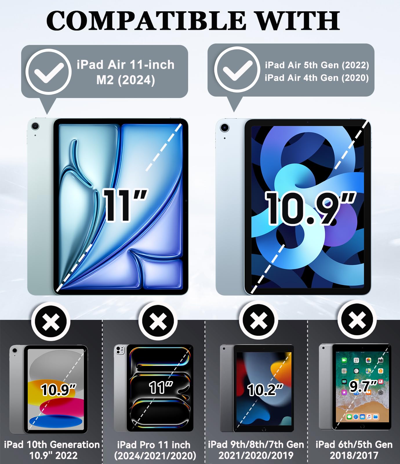 Okp Case For Ipad Air 11 Inch M2 2024 (Air 6Th), For Ipad Air 5Th/ 4Th Generation (2022/2020) 10.9'', Heavy Duty Rugged Air 6 5