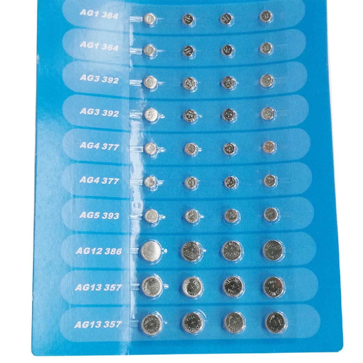 Cotchear 40Pcs Alkaline Cell Batteries Assorted 1.5 Volt Ag1/Lr621 Ag3/Lr41 Ag4/Lr626 Ag5/Lr754 Ag12/Lr43 Ag13/Lr44 Coin Batteri