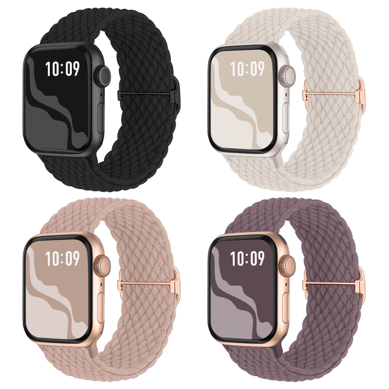 Braided Stretchy Solo Loop Compatible For Apple Watch Band 38Mm 40Mm 41Mm 42Mm 44Mm 45Mm 49Mm For Women Men, Nylon Elastic Strap