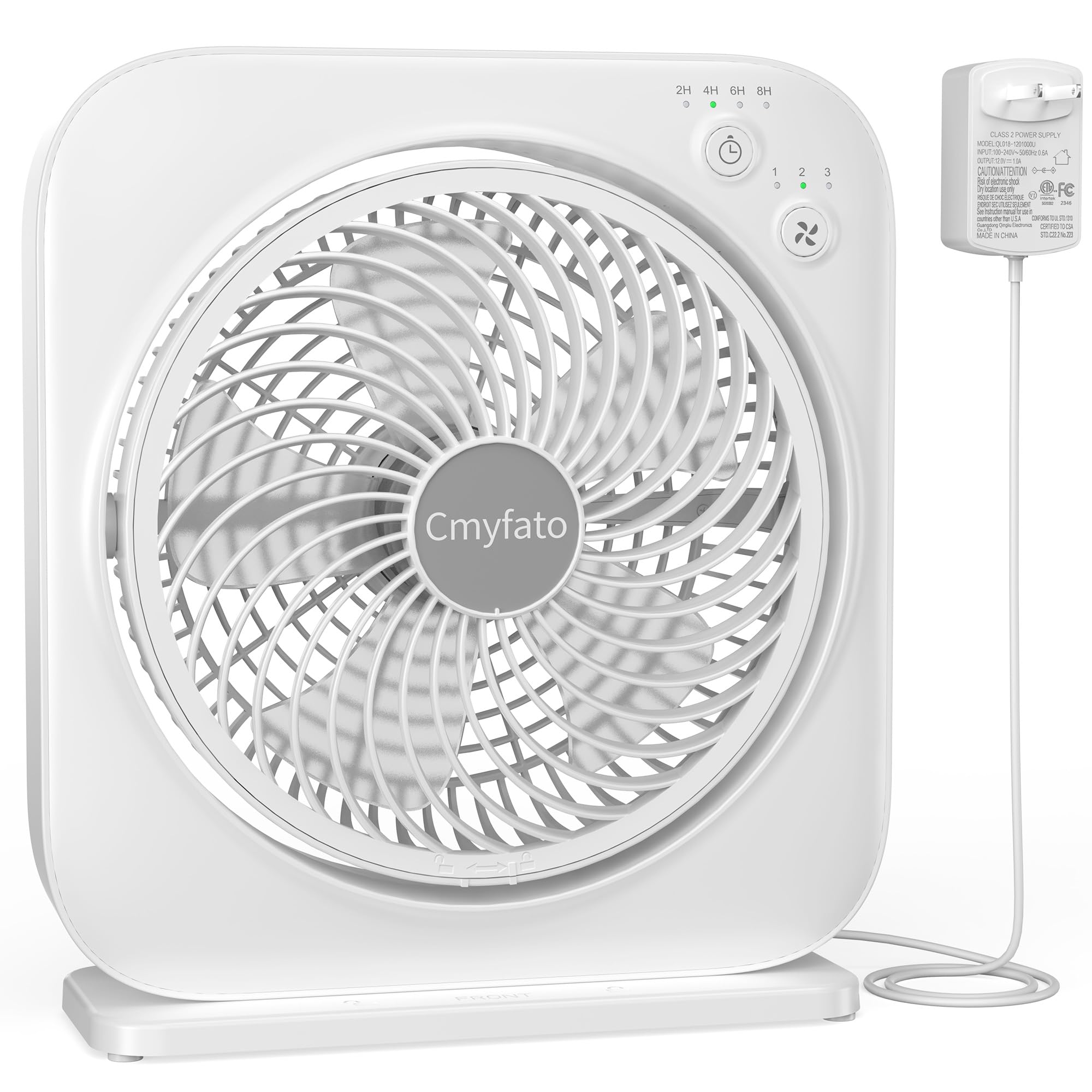 Cmyfato Portable Table Fan, Window Fan,Small Box Fan With 3 Powerful Speed & 4 Timer Setting, 270? Pivoting Quiet Square Dc Fan