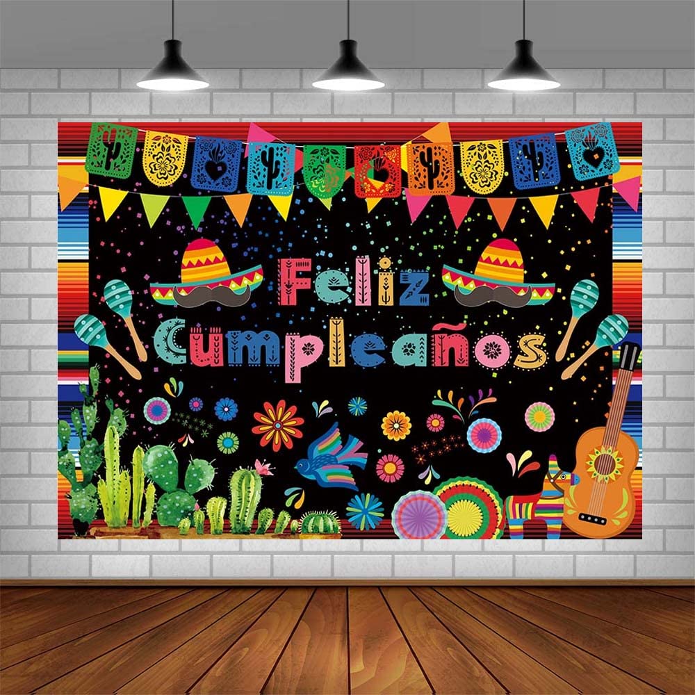 Aibiin 7X5Ft Feliz Cumpleaos Backdrop Mexican Fiesta Happy Birthday Party Decorations Cinco De Mayo Festival Birthday Banner Pho