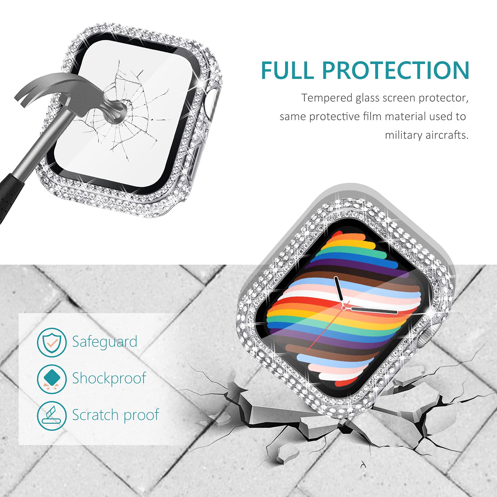 Surace Compatible With Apple Watch Case 42Mm With Screen Protector For Apple Watch Series 6/5/4/3/2/1, Bling Case 300 Crystal Di