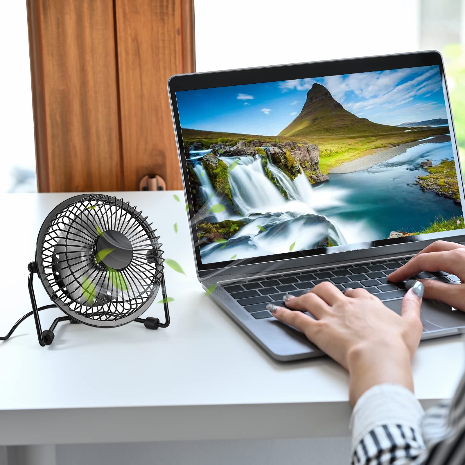 Amken Small Desk Fan, 4 Inch Usb Fan Powered By Usb, 360 Rotation   Small Fans For Bedroom, Office, Table   Ultra Quiet Personal