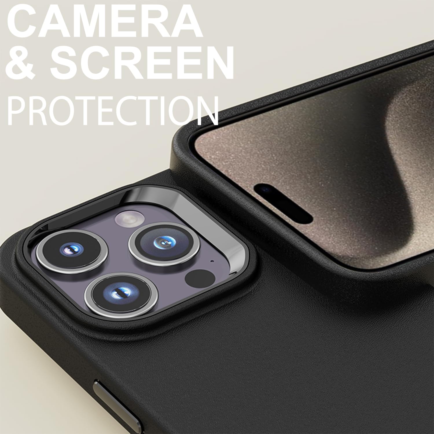 Tenoc Phone Case Compatible With Iphone 15 Pro Max, Black Case Anti Fingerprint Protective Bumper Matte Cover For 6.7 Inch