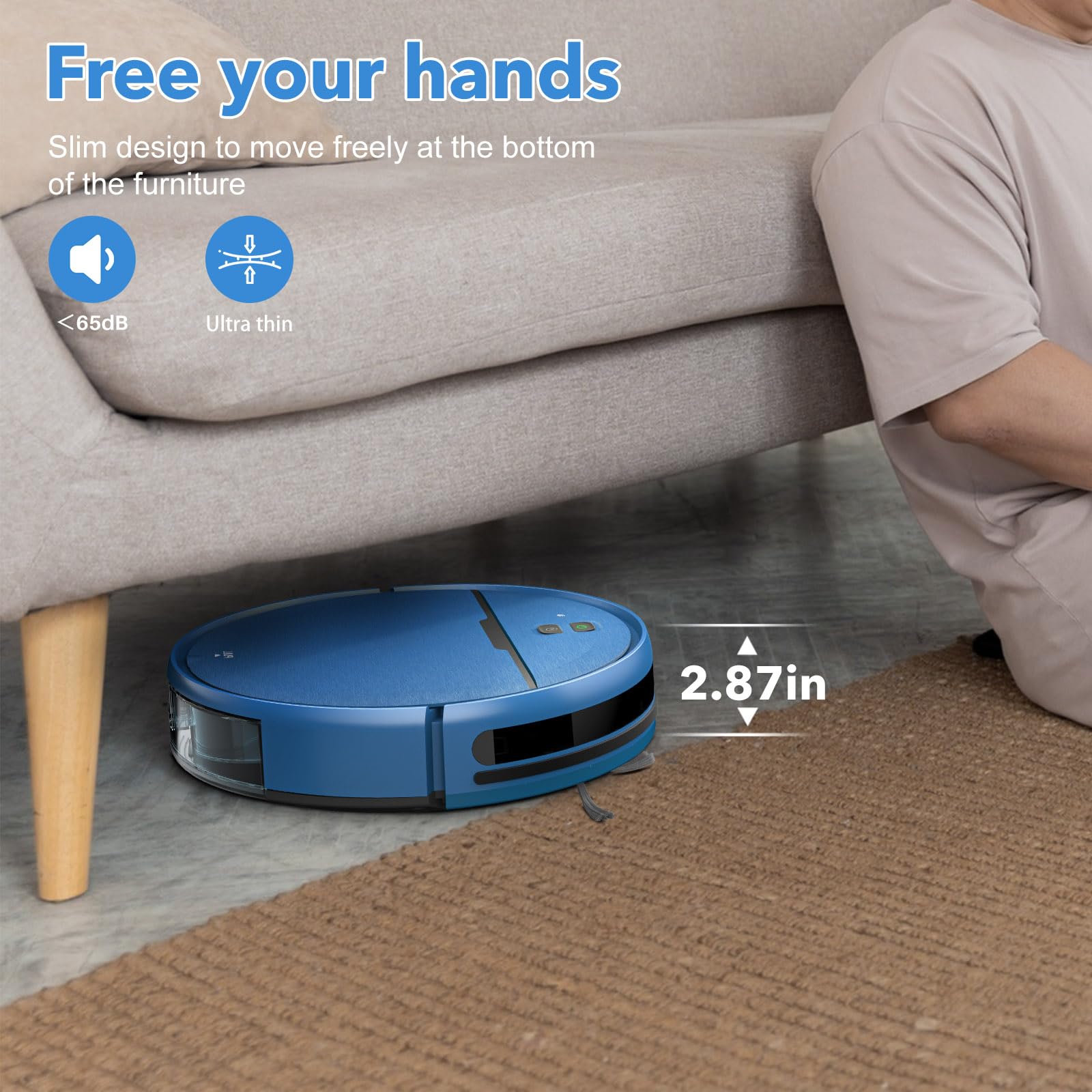 Robot Vacuum And Mop Combo, 2 In 1 Mopping Robot Vacuum Cleaner Compatible With Wifi/App, Robotic Vacuum Up To 2300Pa Suction, S