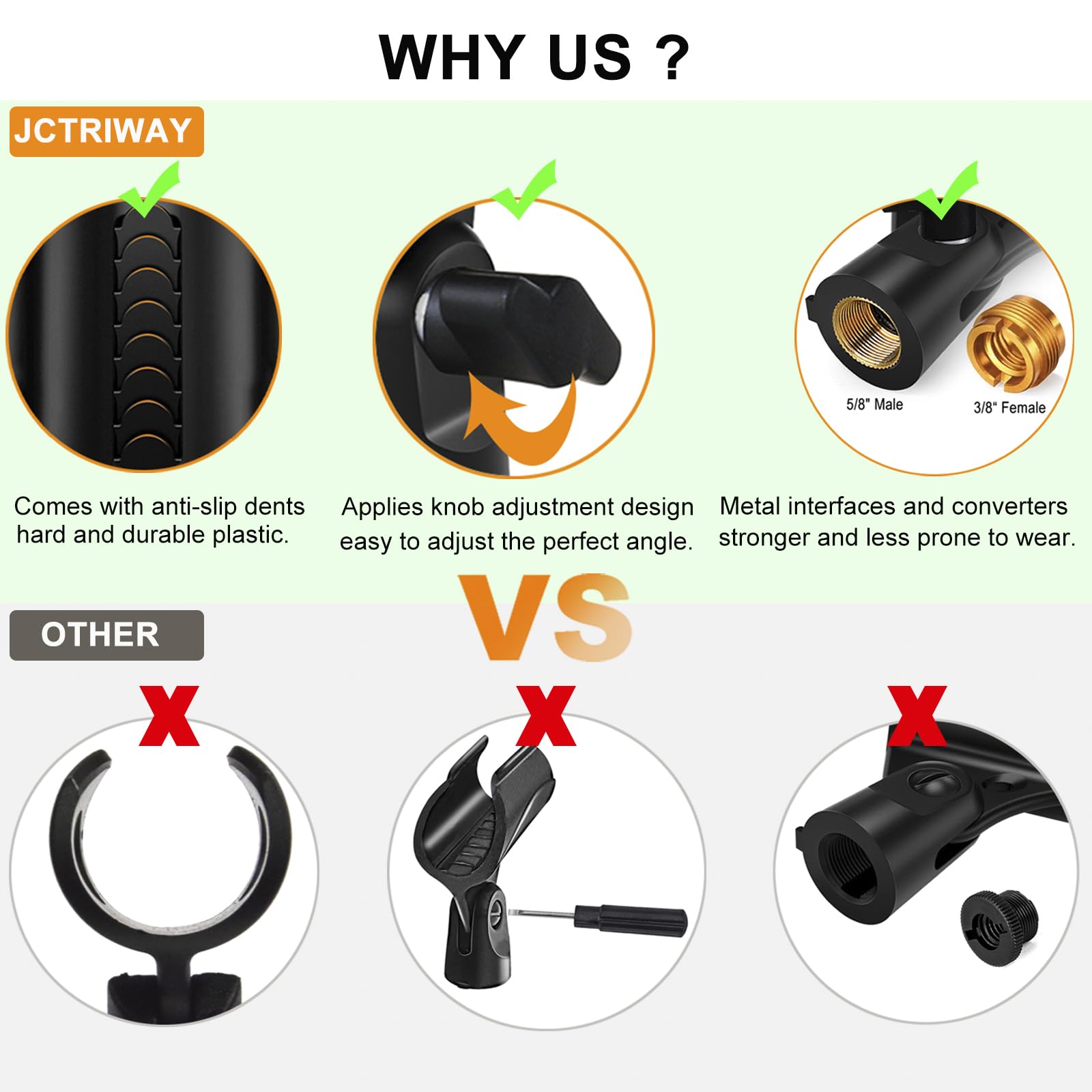 4 Pcs Universal Microphone Clip, Adjustable Mic Clip Holder For Mic Stand,Come With 5/8'' Male To 3/8'' Female Screw Adapter