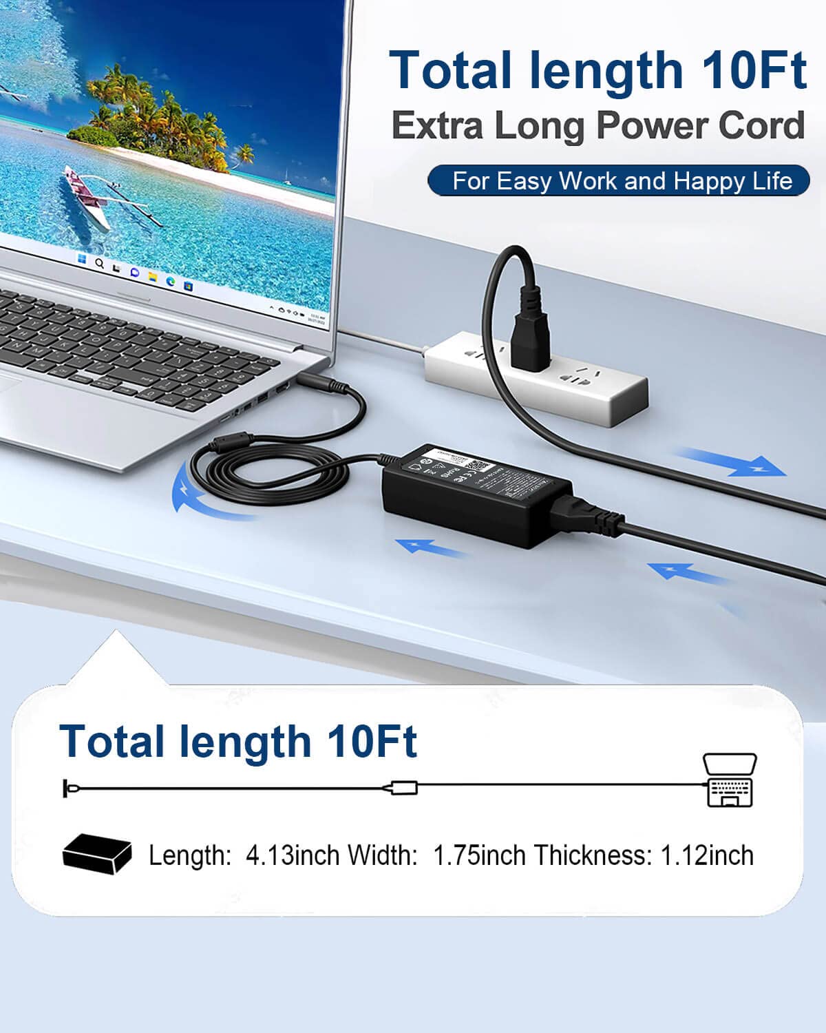 65W 45W Ac Adapter For Dell Laptop Charger, Replacement For All Round Connector Dell Inspiron 13 14 15 17 3000 5000 7000 Series 5100 5567 5559 Latitude 5400 5480 5580 7480 3520 Laptop Power Cord