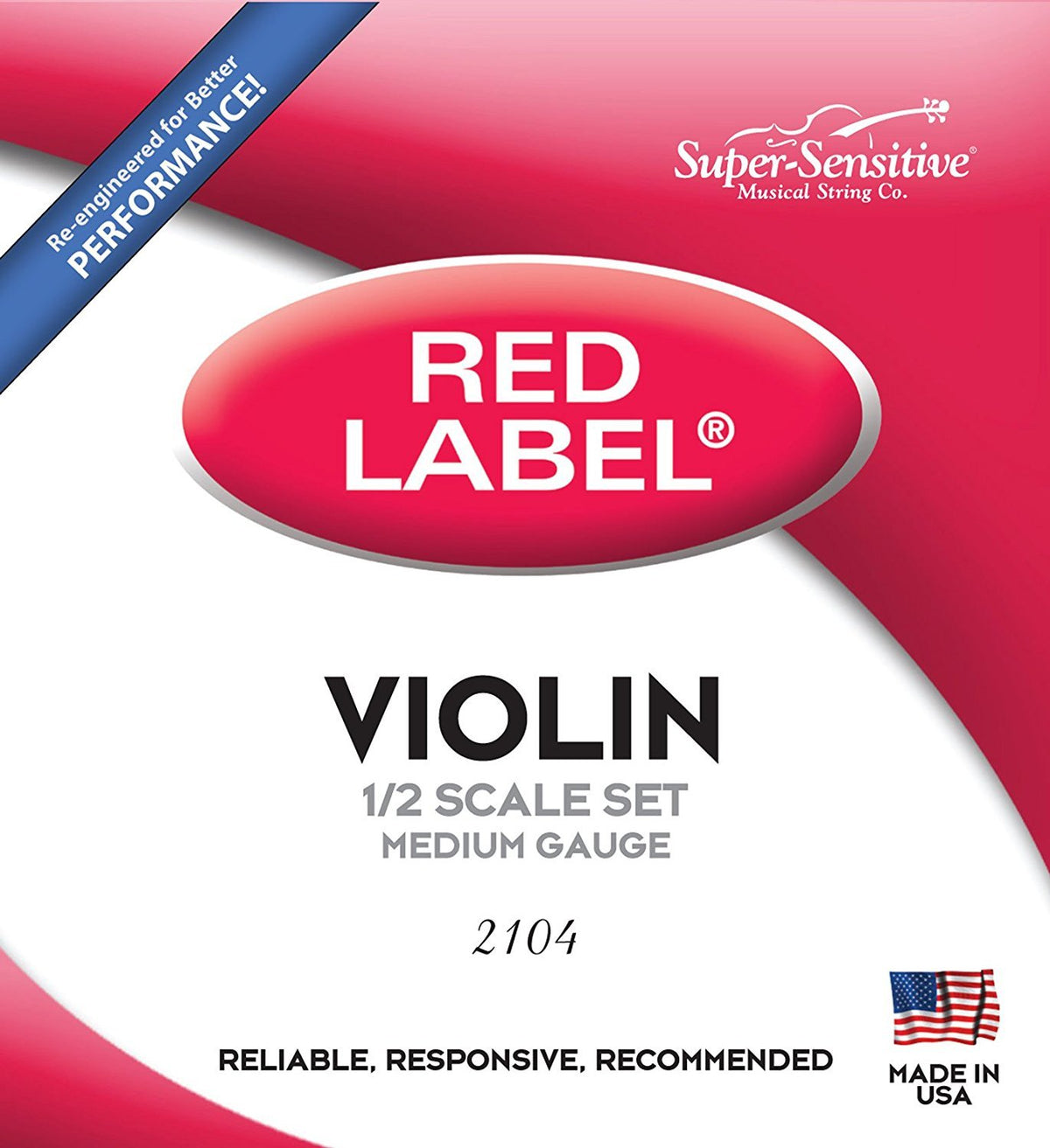 Super Sensitive Strings 2104 Red Label Pure Nickel Violin String Set Medium
