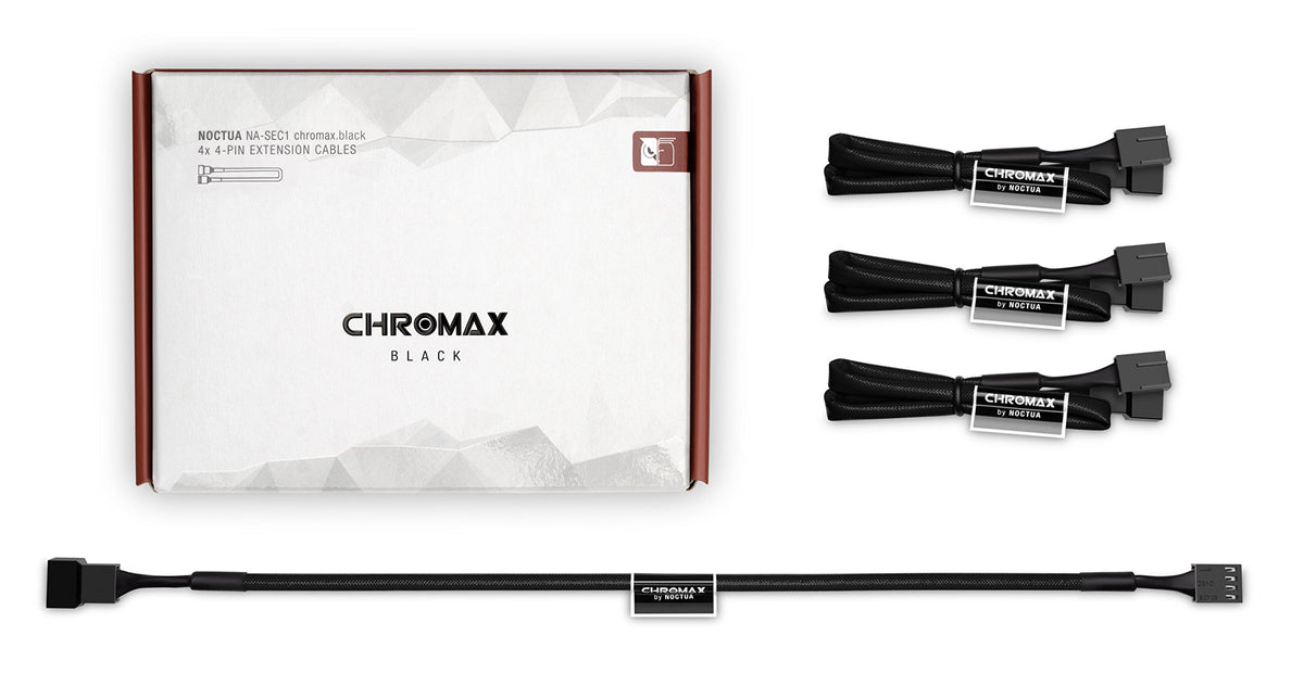 Noctua NA-SEC1 chromax.Black, 3-Pin/4-Pin Extension Cables (30cm, Black)