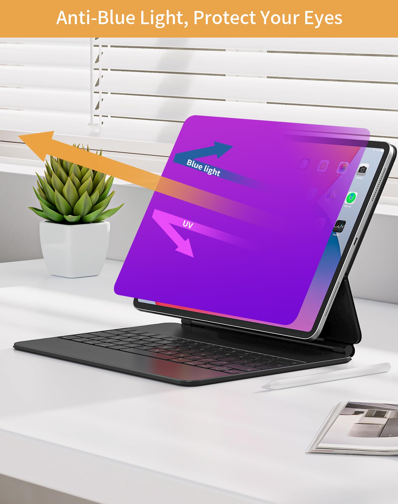 Gradient Privacy Screen Protector For Ipad 9Th/8Th/7Th Generation (10.2 Inch, 2021/2020/2019) Tempered Glass For Ipad 9 Gen Anti