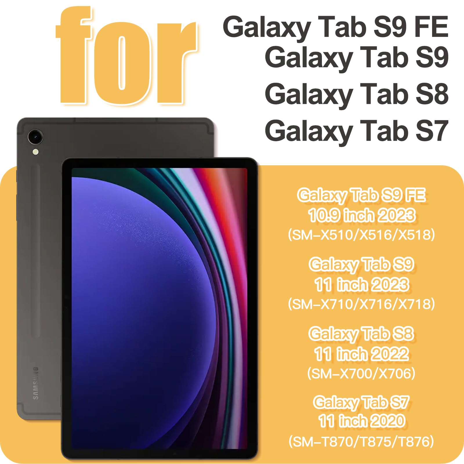 Braecnstock For Samsung Galaxy Tab S9 Fe/S9/S8/S7 5G Case 10.9''/11'' 2023/2022/2020 Shockproof Protective Tab S9 Fe/S9/S8/S7 Ki