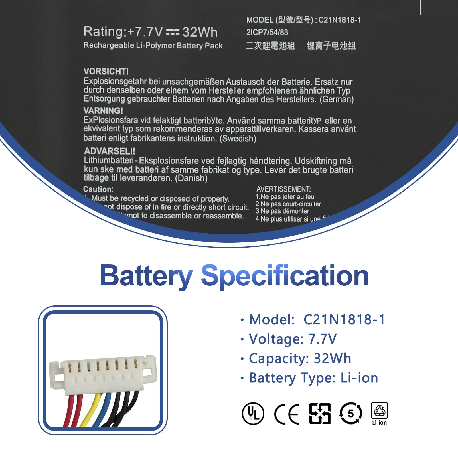 ANTIEE Laptop Battery C21N1818-1 for ASUS VivoBook 15 F512FA X512FA Series 7.7V 32Wh Li-ion