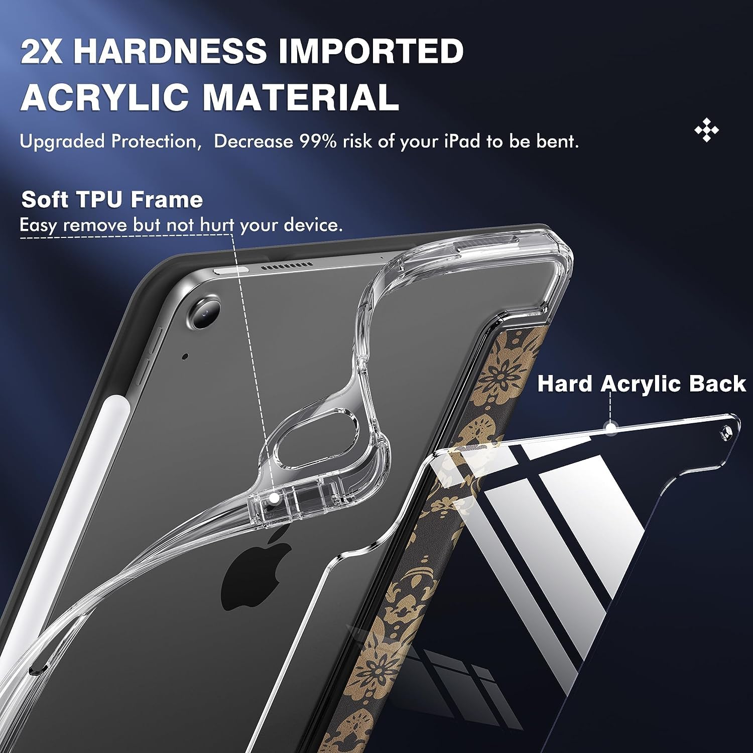 Infiland New Hybrid Ipad Mini 6 Case (8.3 Inch, 2021), Ultra Clear Back & Pu Leather Cover 6 Ft Drop Protection Ipad Mini 6Th Generation Case With Pencil Holder Support Wireless Charging, Silver