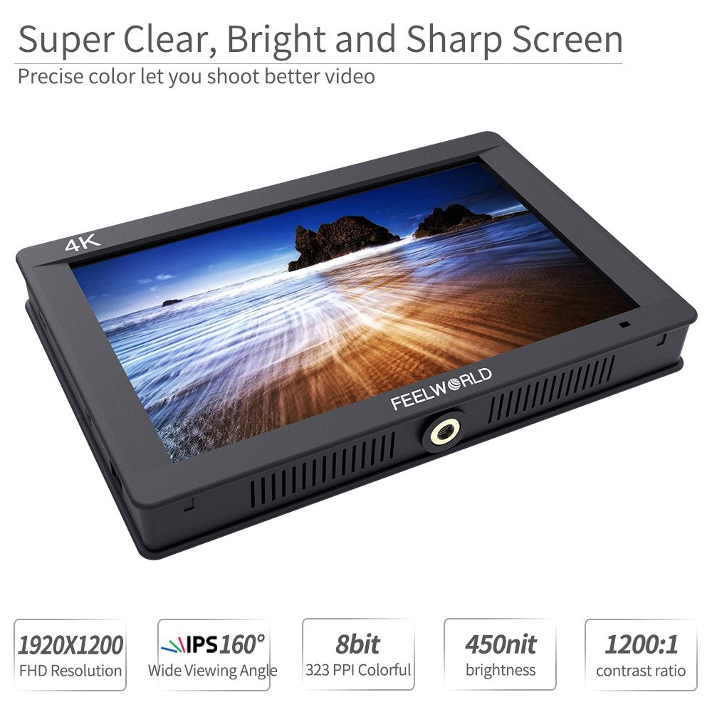 Feelworld Fw703 7 Inch Ips 3G Sdi 4K Hdmi Dslr Monitor Full Hd 1920X1200 On Camera Field Monitor With Histogram For Stabilizer C