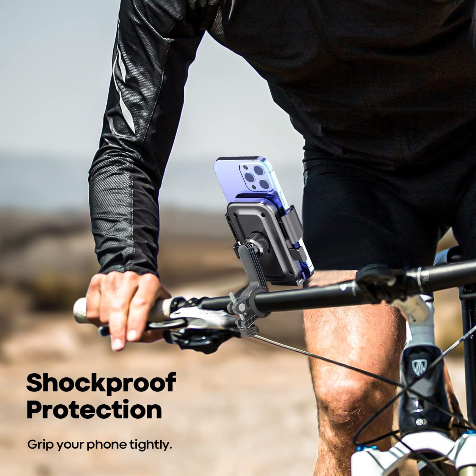 Lelekuai Bike Phone Mount Holder For Electric Scooter, Motorcycle & Ebike - Universal Handlebar Cell Phone Holder, Anti-Shake De