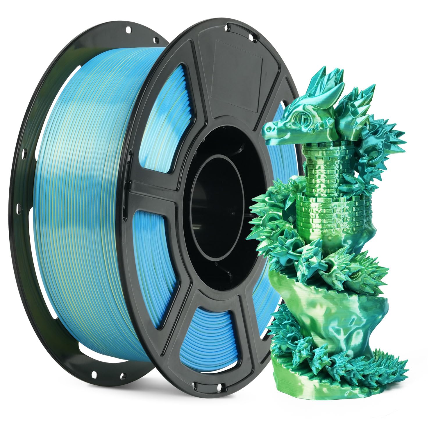 FLASHFORGE Silk Bi-Color PLA Filament 1.75mm, Coextrusion Yellow Blue Dual Color Multicolor 3D Printer Filament, Enchanting Silk