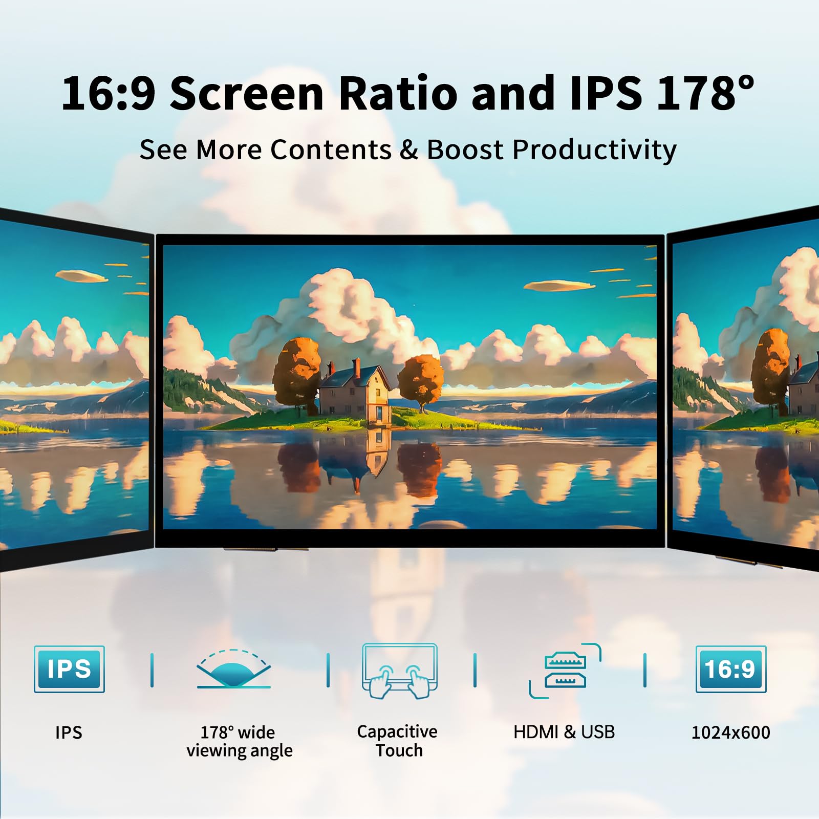 Hamtysan Raspberry Pi Touchscreen,10 Inch Monitor Hdmi,1024  600 Mini Monitor,16:9 Ips Screen Small Portable Display For Raspber