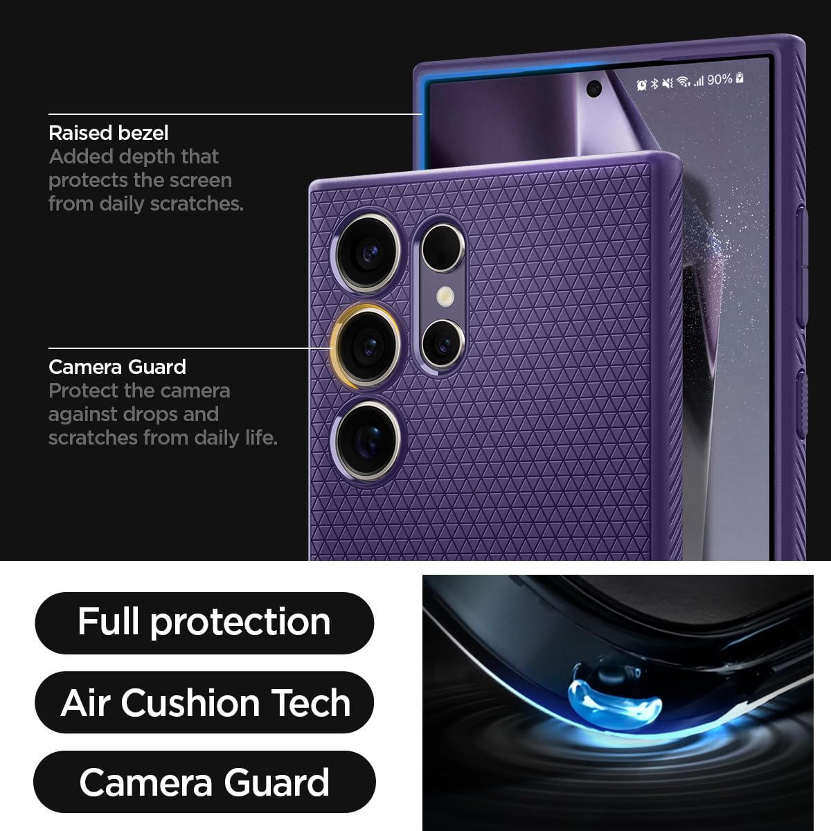 Spigen Liquid Air Designed For Galaxy S24 Ultra Case (2024) [Military Grade Protection]   Deep Purple