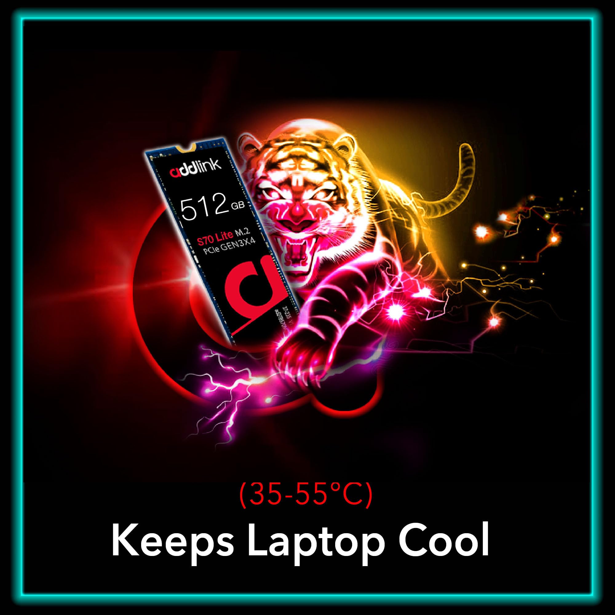 Addlink S70 Lite 512Gb Ultra Durability Gaming Ssd Maximum Speed 3000 Mb/S Internal Solid State Hard Drive   M.2 2280 Pcie 3.0 N