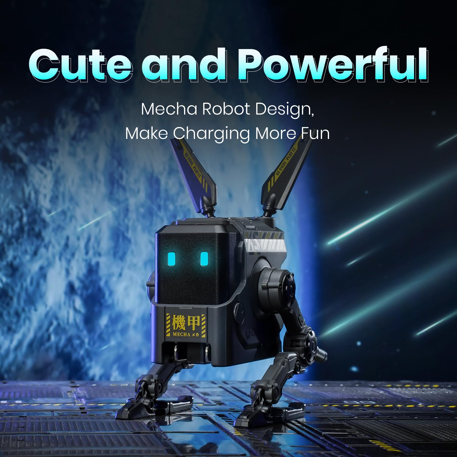 Gravastar 65W Usb C Charger, Alpha65 Robot Fast Gan Charger Block, 3 Port Fast Power Adapter, Foldable Compact Wall Usb C Charge