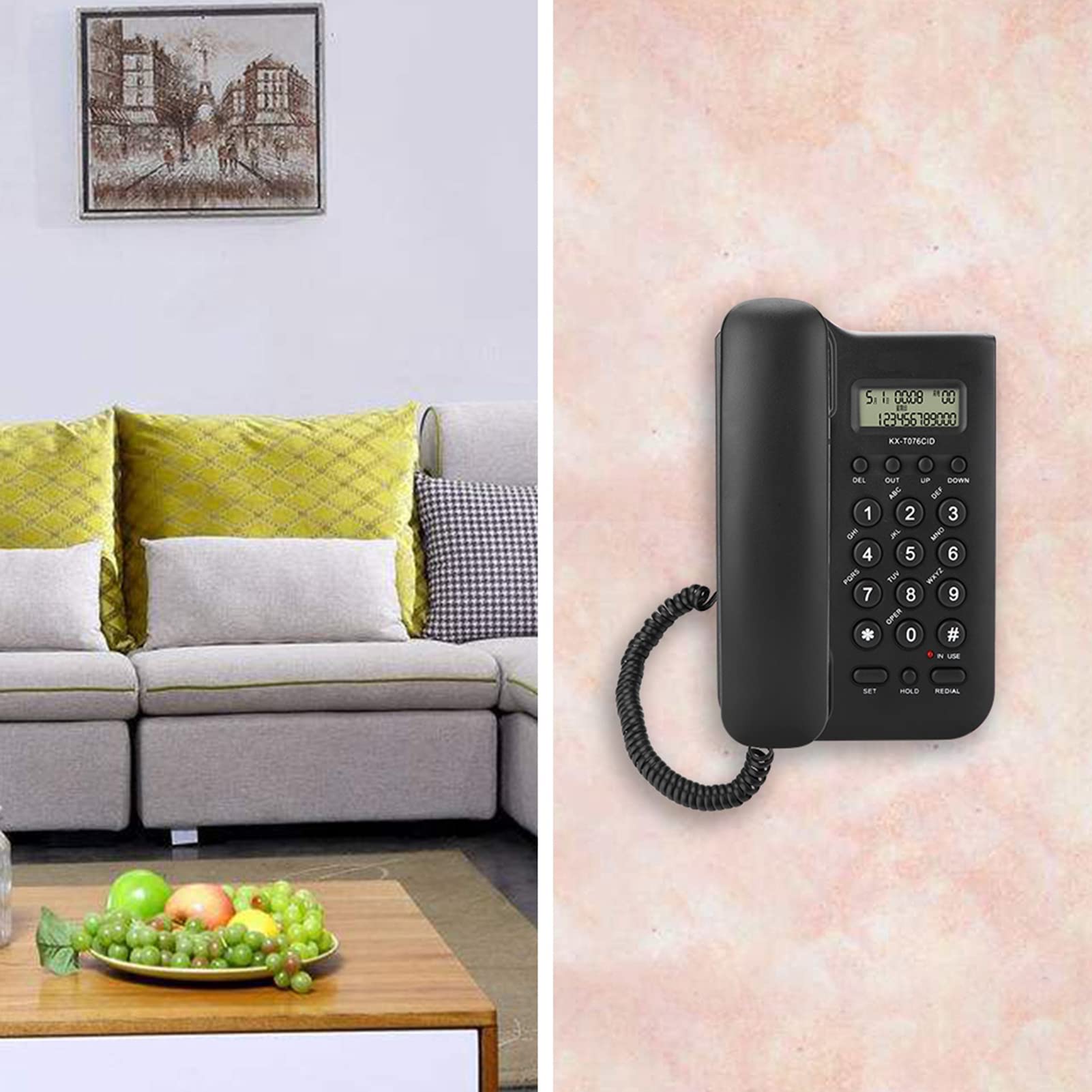 Landline Telephone, Home Hotel Wired Desktop Wall Phone Office Abs Landline Telephone With/Dtmf Dual System Telephone Line Power