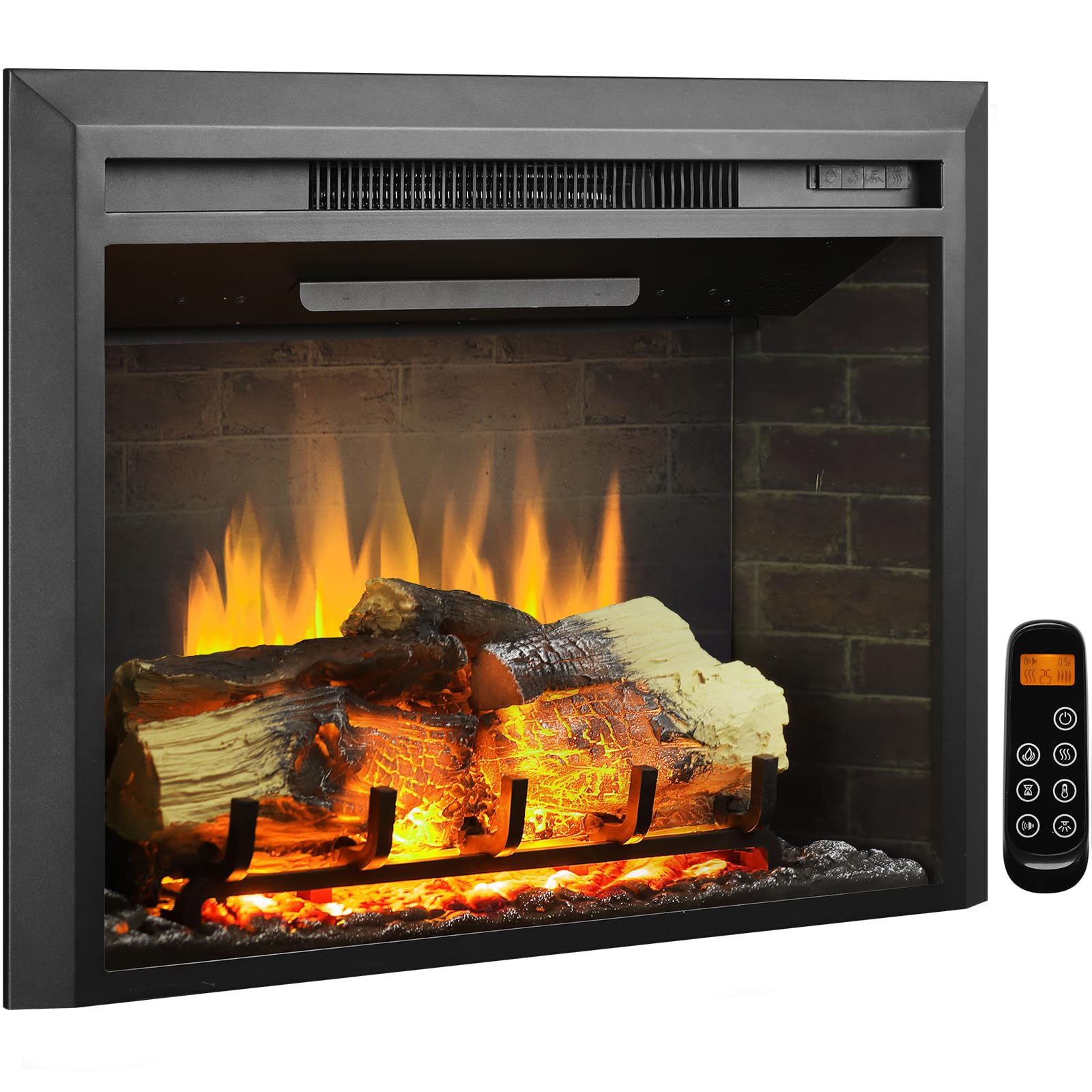 LegendFlame Carl 28 W Electric Fireplace Insert (EF262), Fireplace Heater 750/1500W, Fire Crackling Sound, Remote Control
