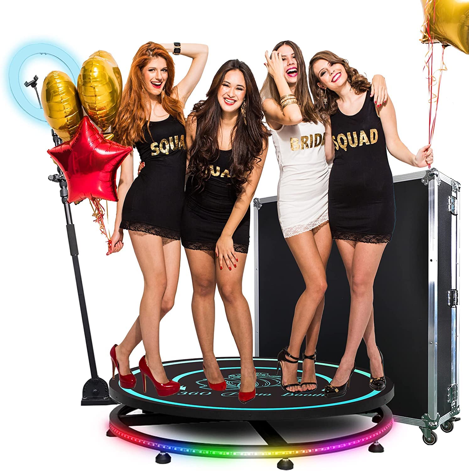 Mwe 360 Photo Booth Machine For Parties With Flight Case,Extra Battery,Logo Customization,Software App Remote Automatic 360 Spin