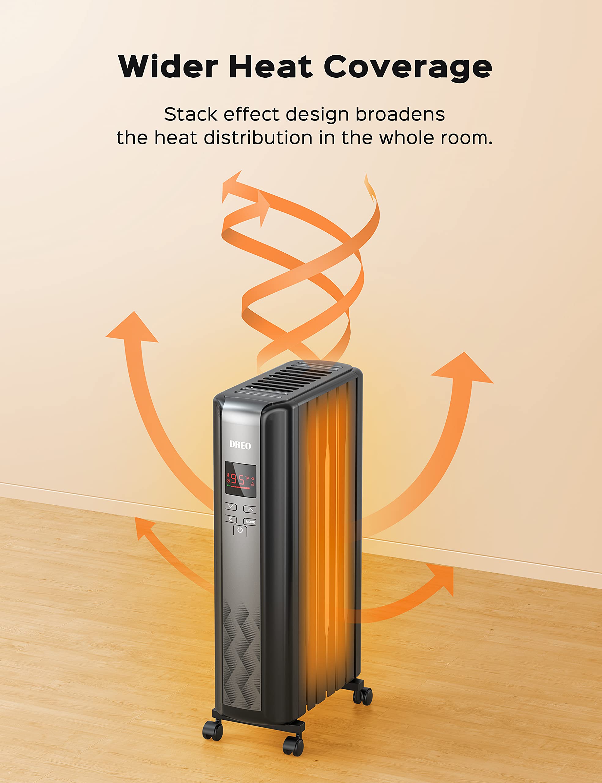 Dreo Oil Filled Radiator Heater, Electric Radiant Heater With Remote Control, 4 Modes, Overheat & Tip Over Protection, 24H Timer