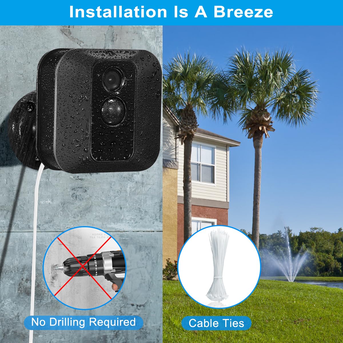 Basesailor 20Ft Blink Outdoor/Indoor 3Rd Gen Micro Usb Cable With Charger Adapter,Charger Brick And 90 Degree Right Angled Micro