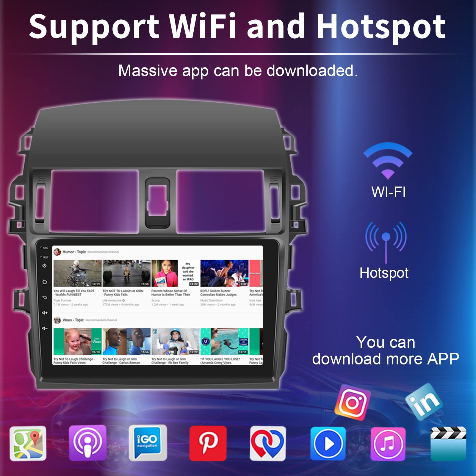 Roinvou For Toyota Corolla 2009 2013 Android Car Radio Stereo, 9 Inch Capacitive Hd Touch Screen Mirror Link Gps Navigation Head