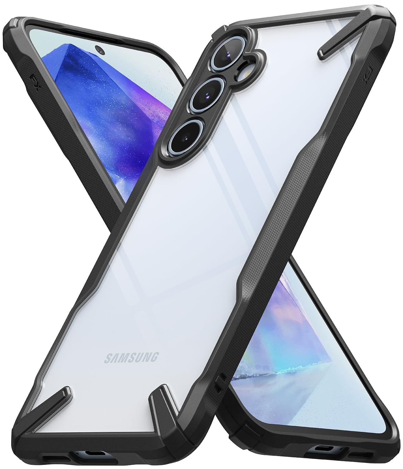 Ringke Fusion-X [Precise Cutouts for Camera Lenses] Compatible with Samsung Galaxy A55 Case, Augmented Bumper Clear Hard Back He