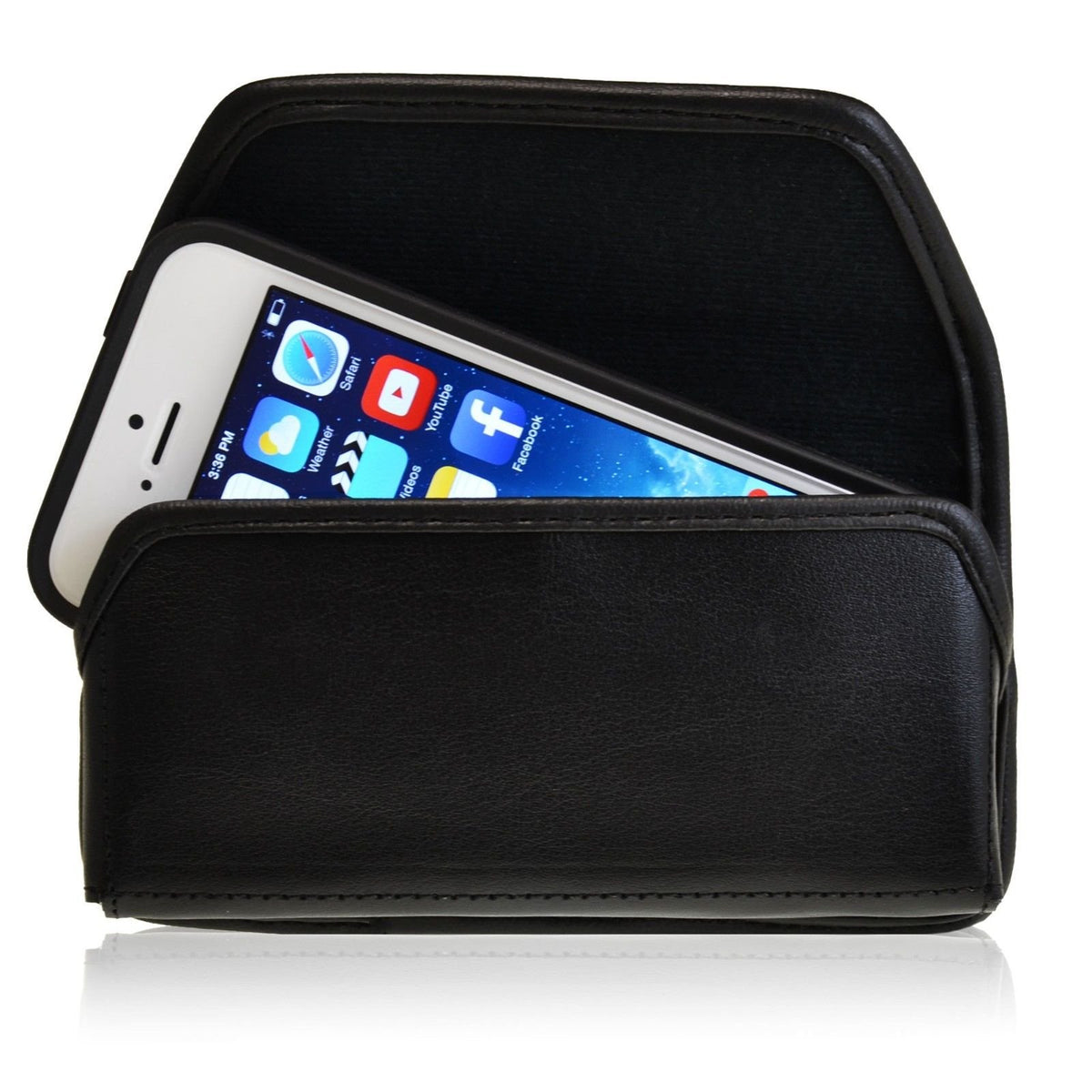 Turtleback Holster Compatible with Apple iPhone SE 5 5c 5s Black Belt Case Leather Pouch with Executive Belt Clip Horizontal