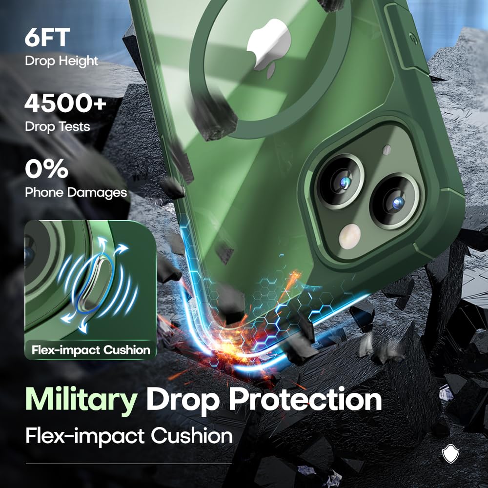 Tauri 3 In 1 Magnetic For Iphone 13 Case [Designed For Magsafe] With 2X Screen Protectors, [Not Yellowing] Magnetic Phone Case F