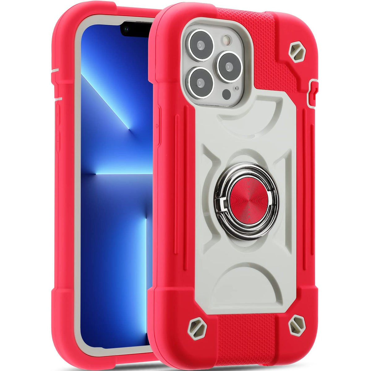 Markill Compatible With Iphone 13 Pro Max Case 67 Inch With Ring Stand, Heavy-Duty Military Grade Shockproof Phone Cover With Ma