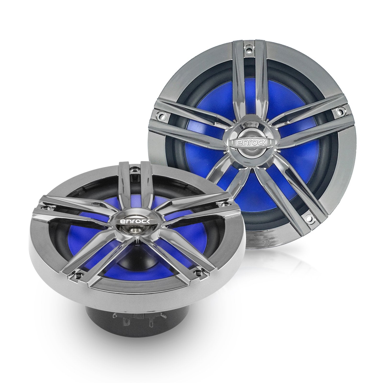 Jvc 2.7'' Lcd Display Marine Bluetooth Am/Fm/Wb Receiver, 4X Enrock 6.5'' 180 Watt Peak Power Boat Charcoal Speakers, Long Range