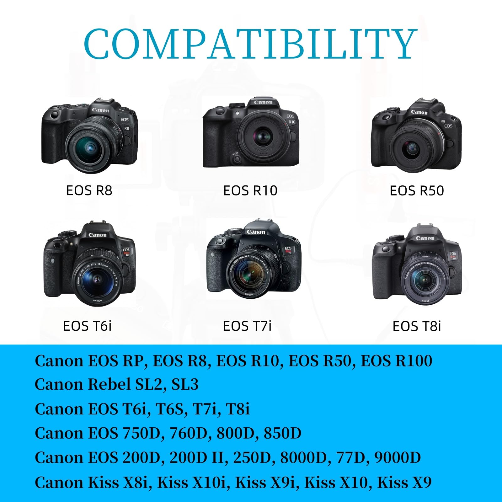 Kimaru Ack E18 Dr E18 Dc Coupler Lp E17 Dummy Battery Ac Power Adapter Kit For Canon Eos Rebel Sl2 Sl3 T6I T6S T7I T8I 200D 200D Ii 250D 750D 760D 800D 77D 8000D Kiss X8I X9I X10 Cameras.