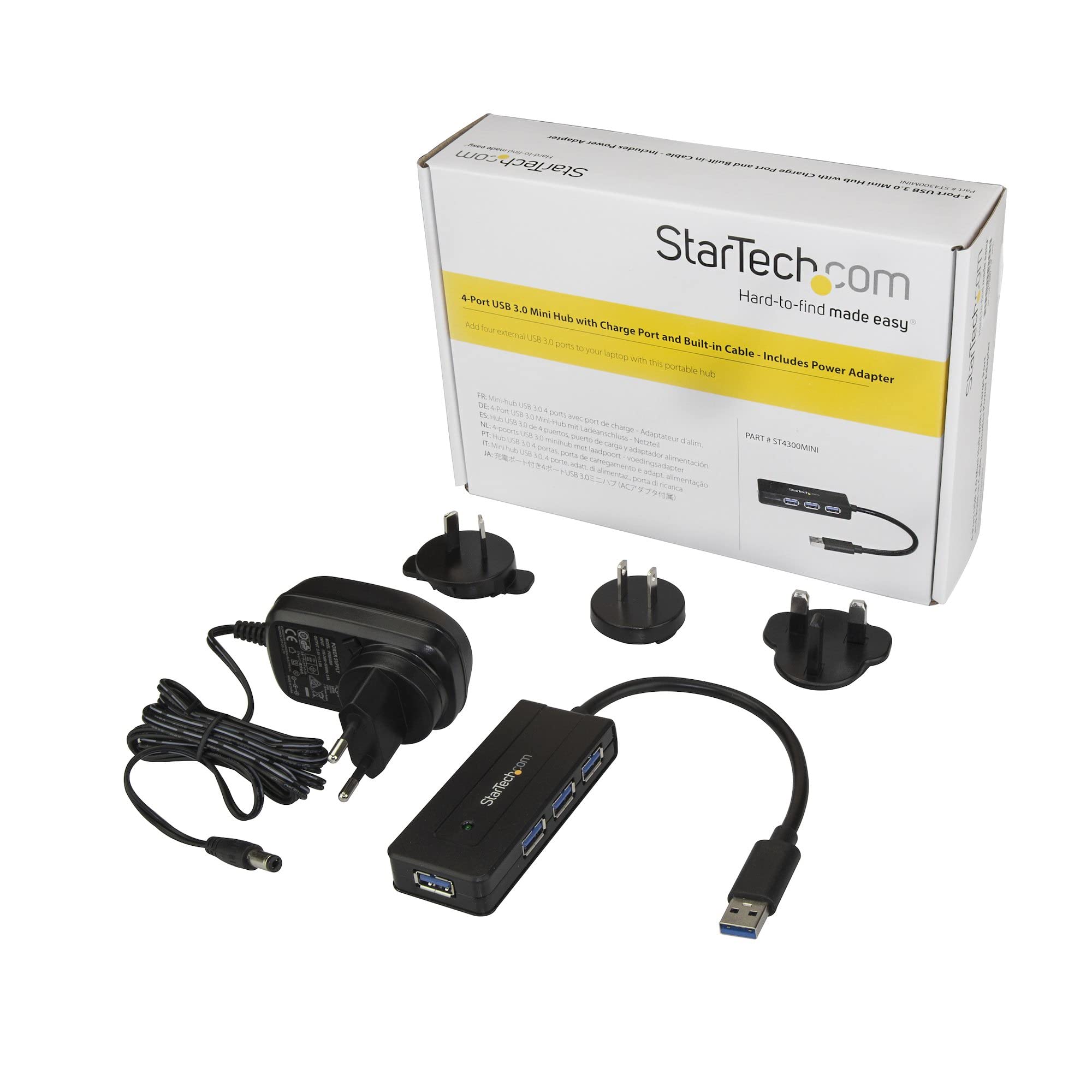 Startech.Com 4 Port Usb 3.0 Hub Superspeed 5Gbps With Fast Charge Portable Usb 3.1 Gen 1 Type-A Laptop/Desktop Hub - Usb Bus Pow